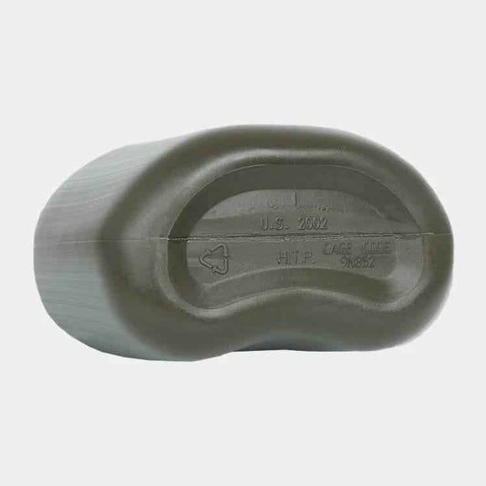 Cantimplora de metal verde oliva, base con grabado U.S. 2002 y código