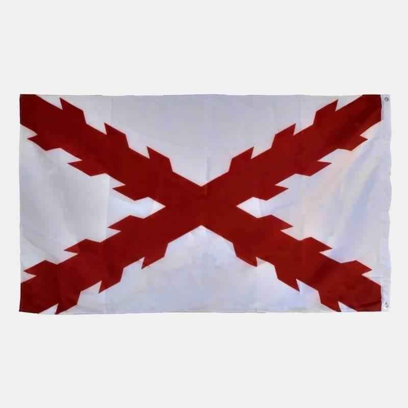 Bandera rectangular con cruz de Borgoña roja sobre fondo blanco, extendida