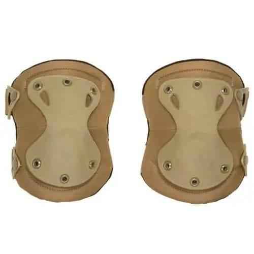Rodilleras acolchadas color arena con placas de protección y correas laterales ajustables