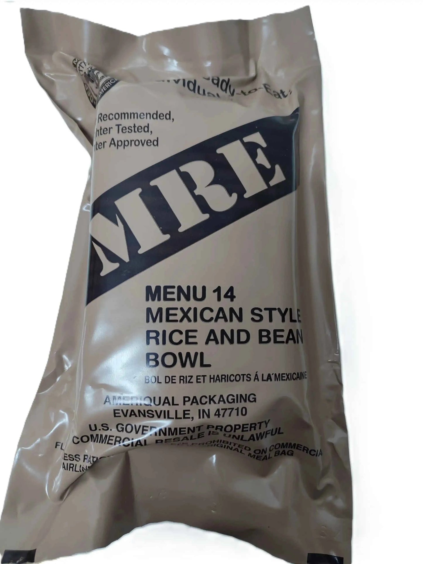 Bolsa de ración MRE Menú 14: arroz y frijoles estilo mexicano