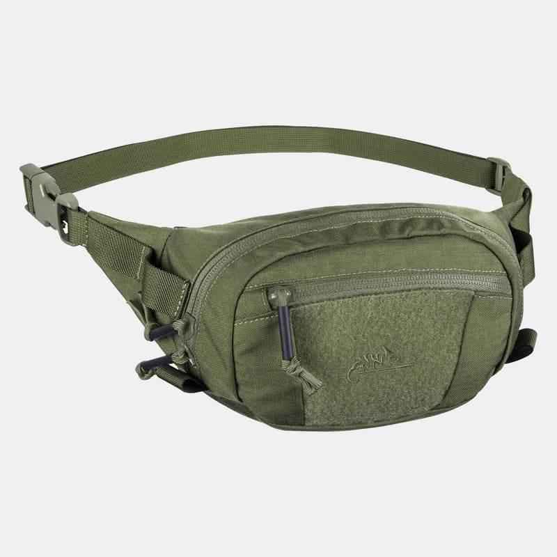 Riñonera táctica Helikon-Tex verde oliva, con bandolera ajustable y bolsillo frontal con cremallera