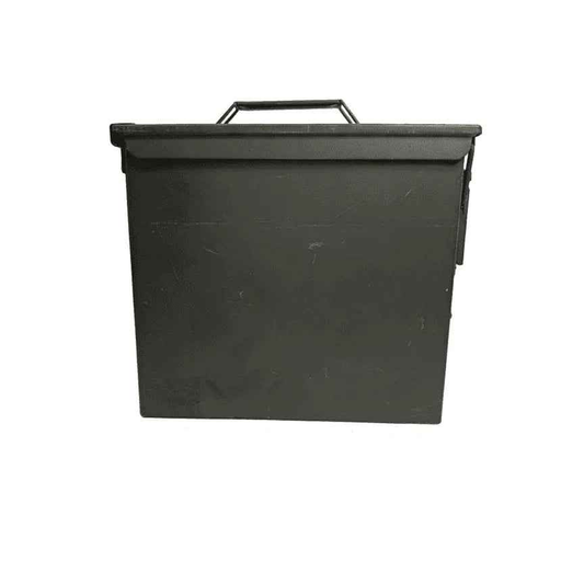 Caja de munición estanca negra, vista trasera con asa superior