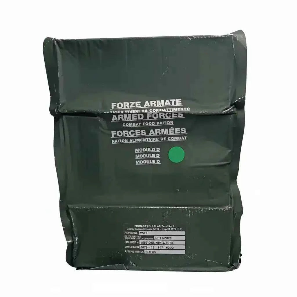 Ración de alimentos de combate en bolsa verde, módulo D con punto verde