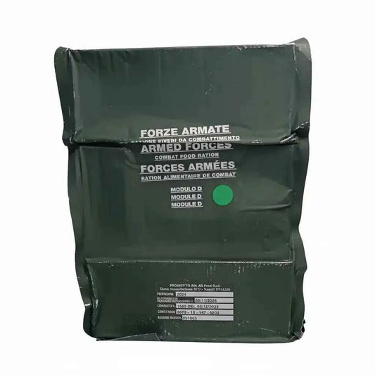 Ración de alimentos de combate en bolsa verde, módulo D con punto verde