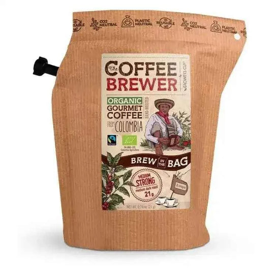 Bolsa de café Coffee Brewer, orgánico, origen Colombia, en filtro