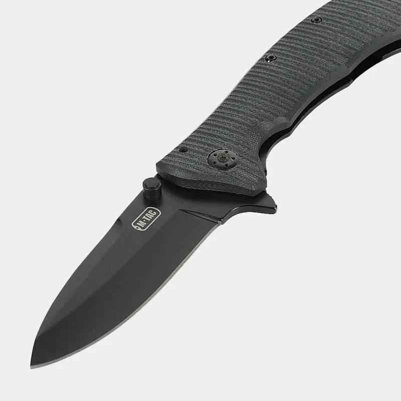Navaja plegable tipo 7 M-Tac con hoja negra y mango gris con relieve