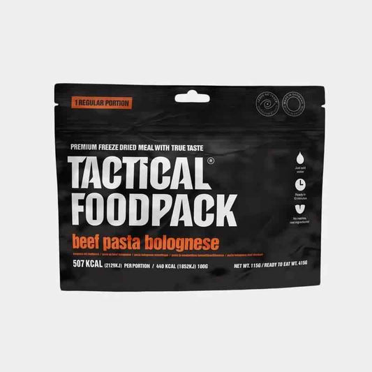 Bolsa negra Tactical Foodpack con pasta boloñesa de res liofilizada